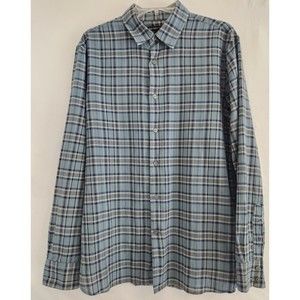 John Varvatos Star USA Men Plaid Long-Sleeve Button Down Shirt Medium Blue Gray